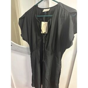 Universal Thread Womens Black Split Neck Tie Mini Dress Size M NWT
